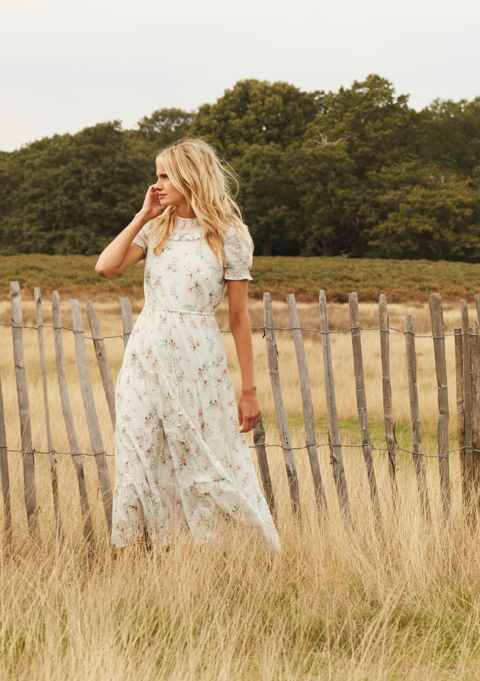 white and brown floral dress Floral Print Bow Strap Maxi Dress – Romantic Boho Sundress XL